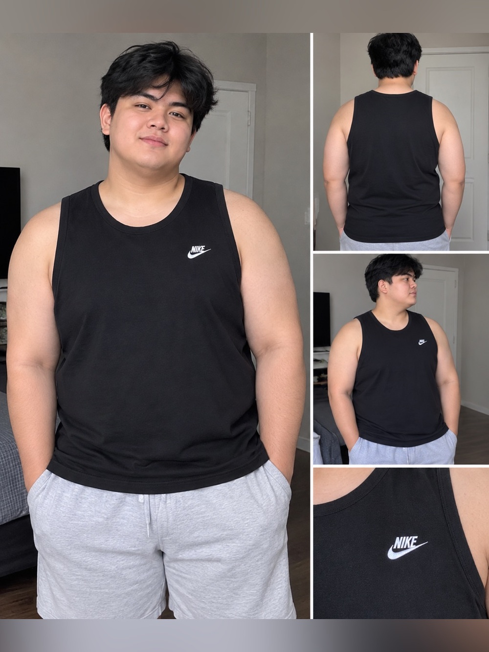 Nike Black Men’s Tank Top with White Swoosh Logo